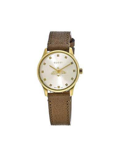 Women's G Timeless Leather Quartz 29mm Watch Brown - GUCCI - BALAAN 1