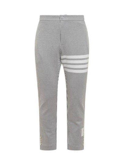 Seersucker Loopback 4 Button Vent Straight Pants Light Grey - THOM BROWNE - BALAAN 2