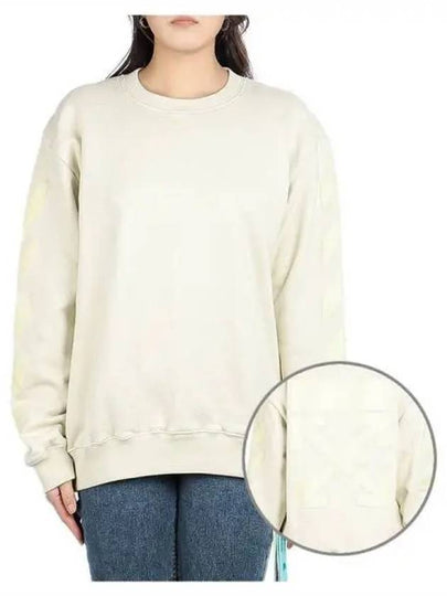 Arrow Print Crew Neck Sweatshirt Beige - OFF WHITE - BALAAN 2