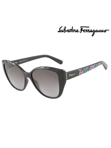 Eyewear Cat Eye Flower Print Sunglasses Black - SALVATORE FERRAGAMO - BALAAN 1