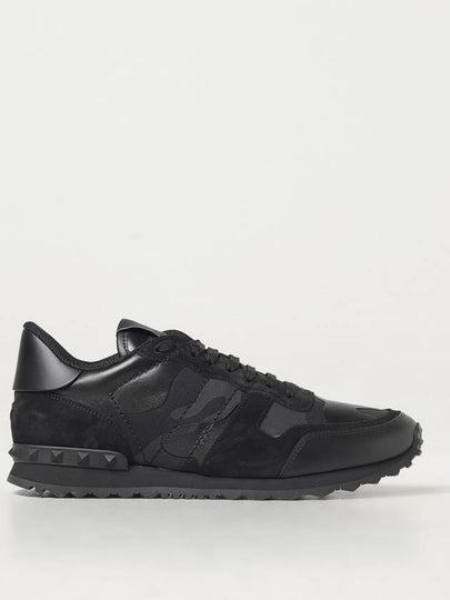 Rock Runner Lace-Up Low Top Sneakers Black - VALENTINO - BALAAN 2