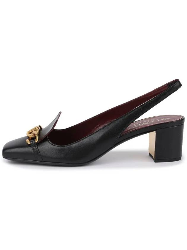 V Logo Chain Slingback Heels Black - VALENTINO - BALAAN 5