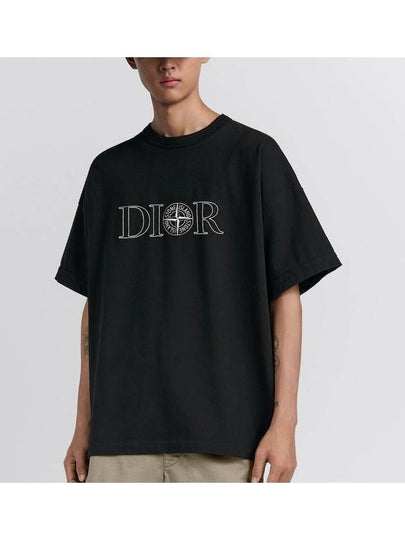 Oversized Fit Cotton Short Sleeve T-Shirt Black - DIOR - BALAAN 2