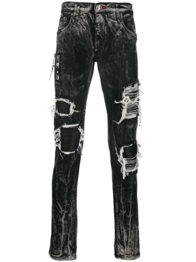 Rock Star Fit Distressed Jeans Black - PHILIPP PLEIN - BALAAN 1