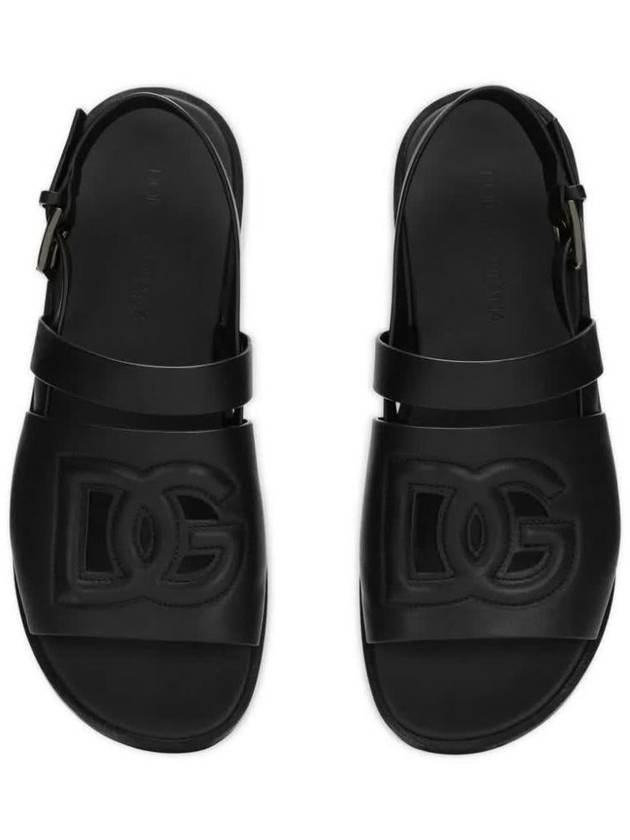 embossed logo leather slider sandals A80433AO602 - DOLCE&GABBANA - BALAAN 5