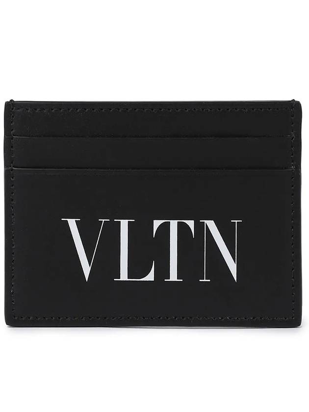 VLTN Logo Print Leather Card Wallet Black - VALENTINO - BALAAN 9