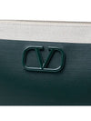 Signature V Logo Canvas Leather Tote Bag Green White - VALENTINO - BALAAN 7