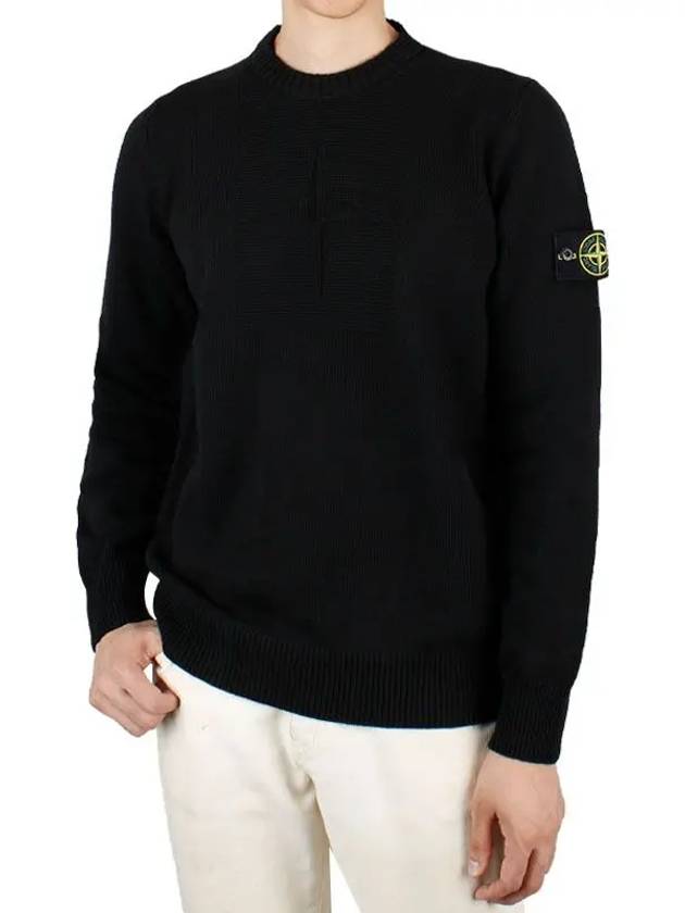 Comfort Wool Cotton Knit Top Black - STONE ISLAND - BALAAN 3