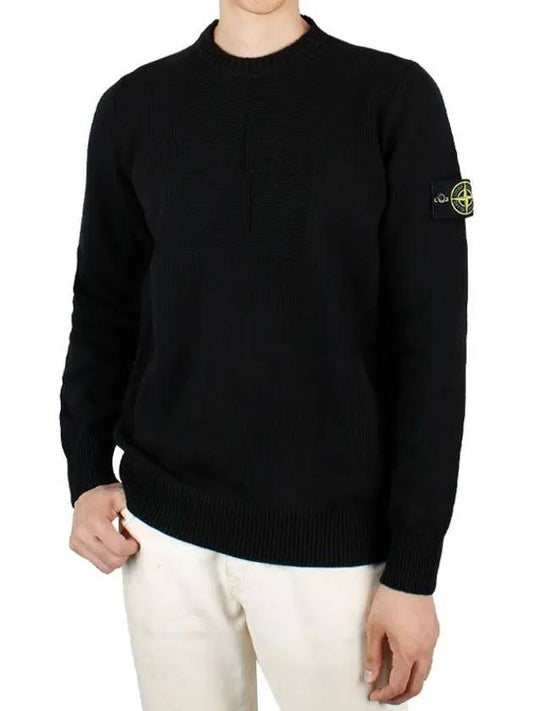 Comfort Wool Cotton Knit Top Black - STONE ISLAND - BALAAN 2