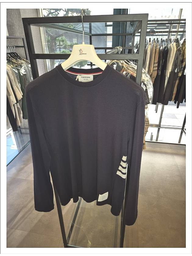 Wool Jersey 4-Bar Long Sleeve T-Shirt Navy - THOM BROWNE - BALAAN 4