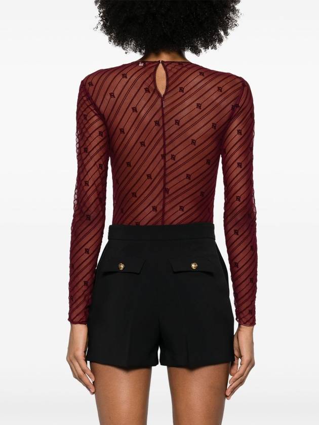 flocked monogram tulle bodysuit - ELISABETTA FRANCHI - BALAAN 4