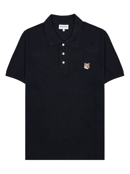 Fox Head Patch Cotton Polo Shirt Black - MAISON KITSUNE - BALAAN 2