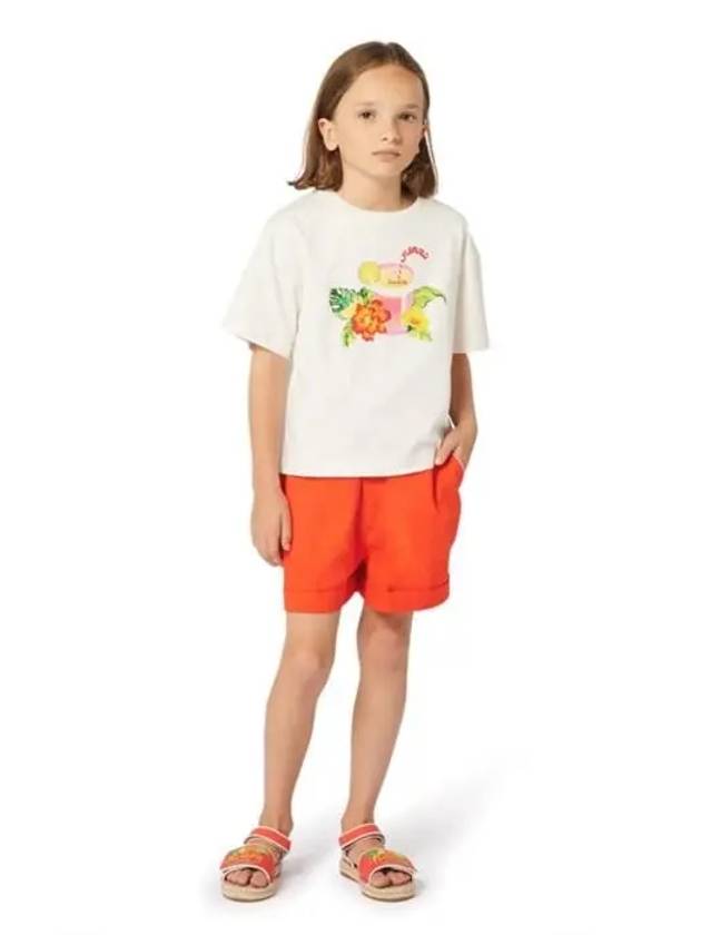 Kids Girls Short Sleeve T Shirt Ivory - KENZO - BALAAN 3