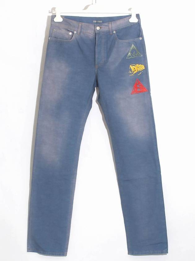 Logo Patch Denim Straight Jeans Light Blue - DIOR - BALAAN 2