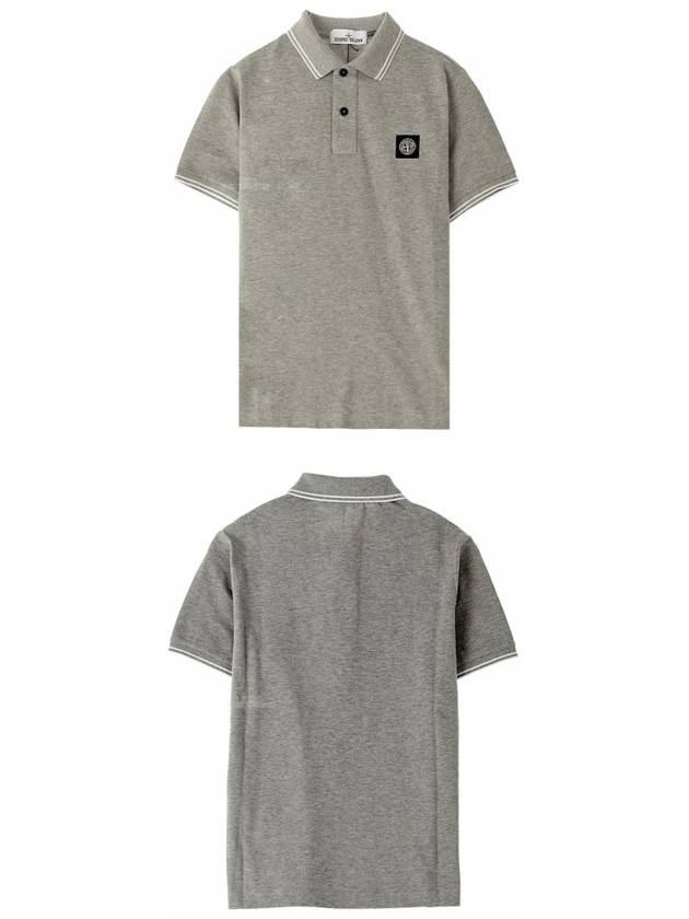 Men's Two Line Wappen Patch Cotton Short Sleeve Polo Shirt Grey - STONE ISLAND - BALAAN 5