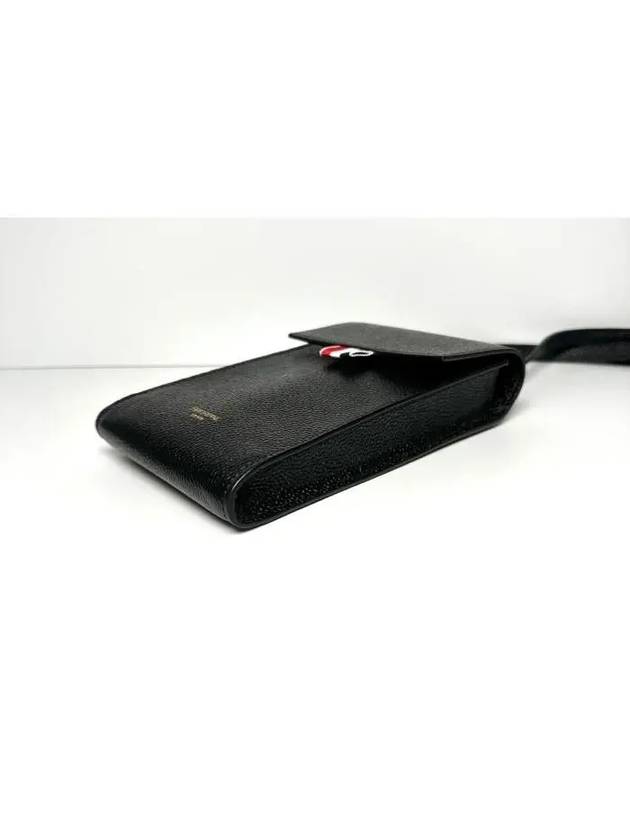 Three Stripes Strap Leather Phone Case Black - THOM BROWNE - BALAAN 4