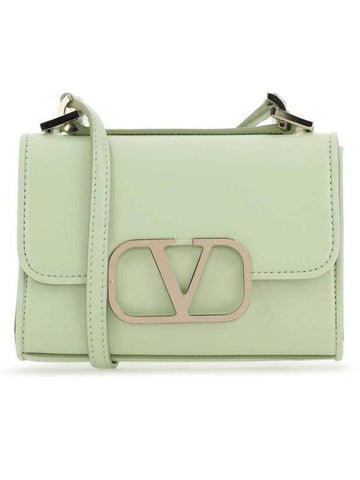 V logo type small leather shoulder bag green - VALENTINO - BALAAN 1