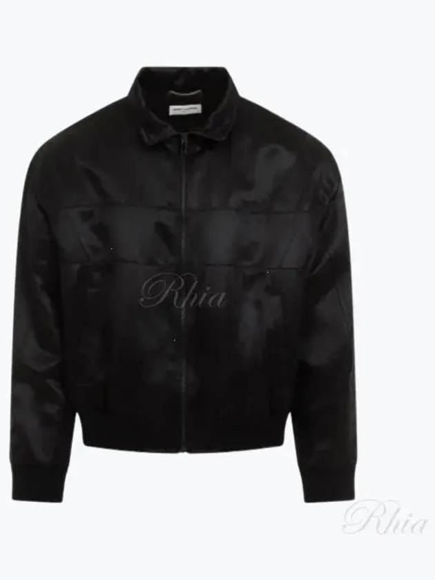 Satin Teddy Zip-Up Jacket Black - SAINT LAURENT - BALAAN 2