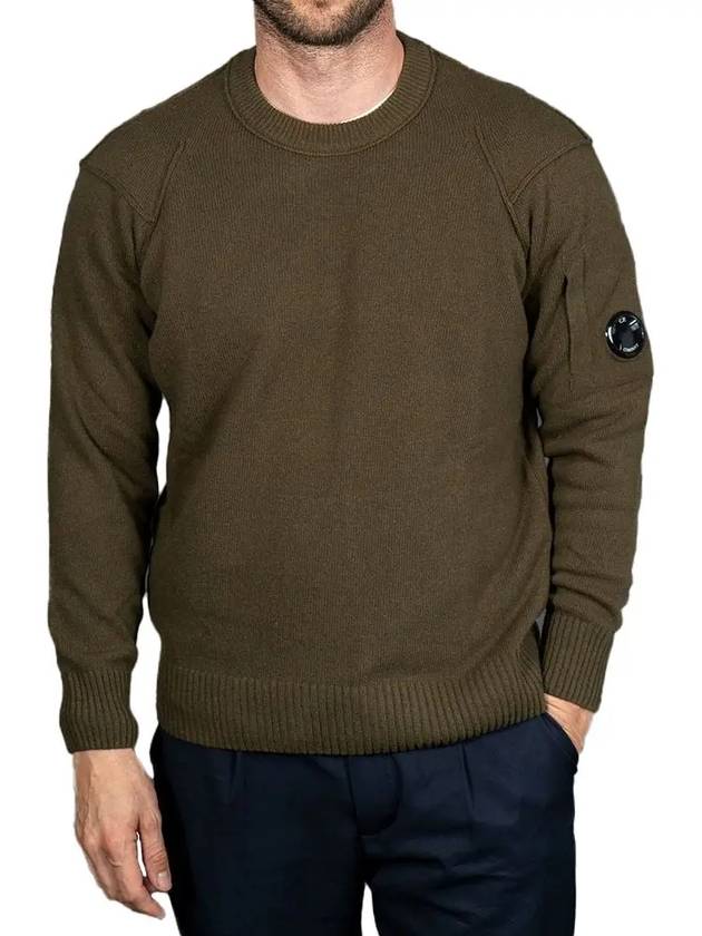 Lambswool GRS Crew Neck Knit Top Green - CP COMPANY - BALAAN 2