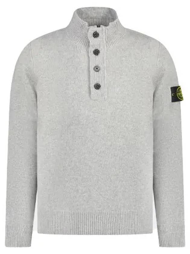 Wappen Patch Half Button Lambswool Knit Top Grey - STONE ISLAND - BALAAN 2