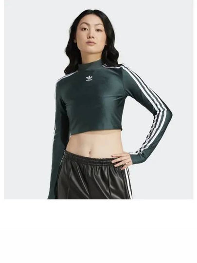 3 Stripe Cropped Long Sleeve T-Shirt Mineral Green - ADIDAS - BALAAN 2