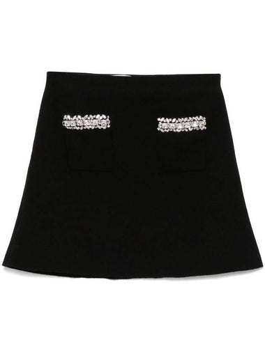 Self-Portrait Black Knit Embellished Mini Skirt Clothing - SELF PORTRAIT - BALAAN 1