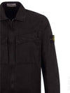 Men's Brushed Cotton Canvas Shirt Jacket Black - STONE ISLAND - BALAAN.