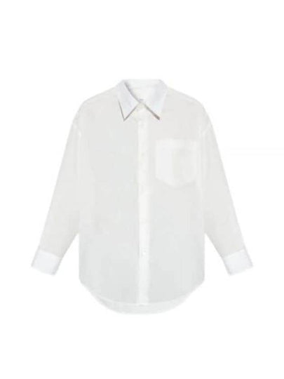 Boxy Fit Poplin Long Sleeve Shirt Natural White - AMI - BALAAN 2