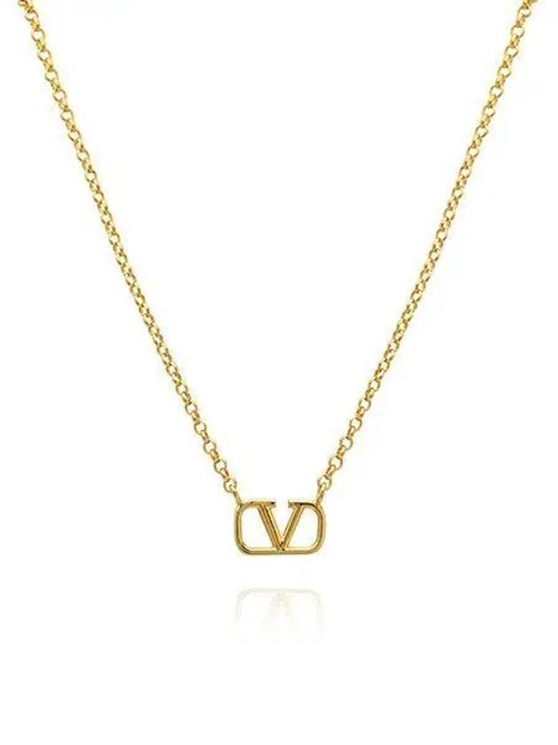 V Logo Signature Metal Necklace Gold - VALENTINO - BALAAN 2