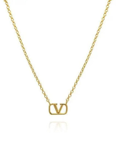 V Logo Signature Metal Necklace Gold - VALENTINO - BALAAN 2