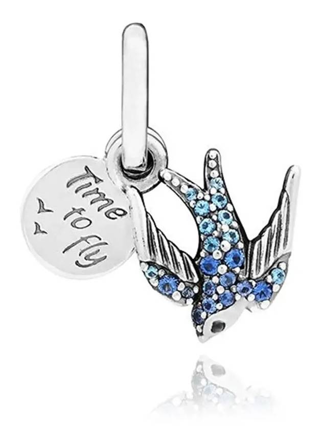 Sparkling Swallow Quote Double Dangle Bracelet Charm Blue - PANDORA - BALAAN 4