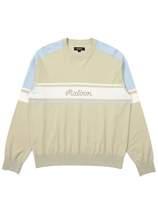 Color block signature knit BEIGE MAN - MALBON GOLF - BALAAN 1