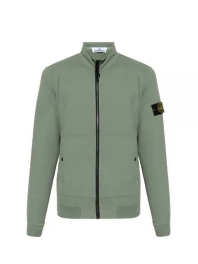 Men's Wappen Patch Cotton Zip Up Jacket Green - STONE ISLAND - BALAAN 2