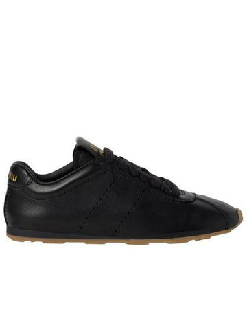 Plume Nappa Leather Low Top Sneakers Black - MIU MIU - BALAAN 1