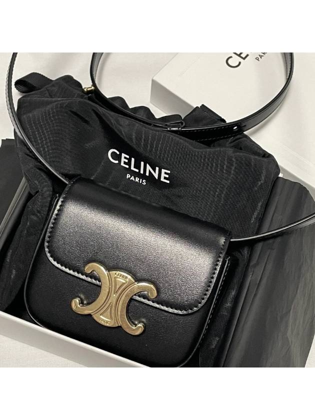 Triomphe Small Shiny Calfskin Cross Bag Black - CELINE - BALAAN 2