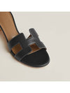 Oasis Calfskin Slipper Heels Noir Piqures Ecrues - HERMES - BALAAN 5