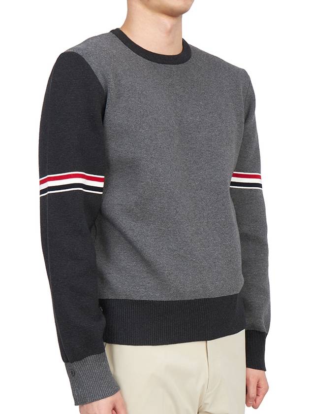 RWB Striped Crew Neck Knit Top Grey - THOM BROWNE - BALAAN 6