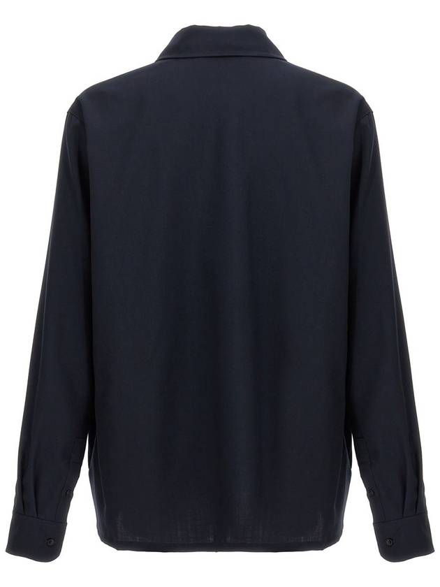 Logo Relaxed Fit Virgin Wool Long Sleeve Shirt Navy - MARNI - BALAAN 3