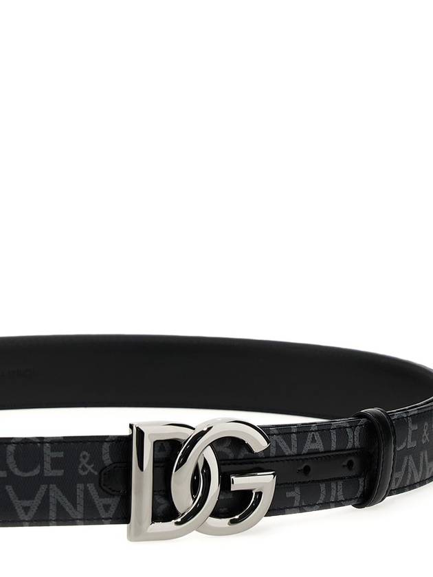 All Over Logo Leather Belt Grey - DOLCE&GABBANA - BALAAN 4