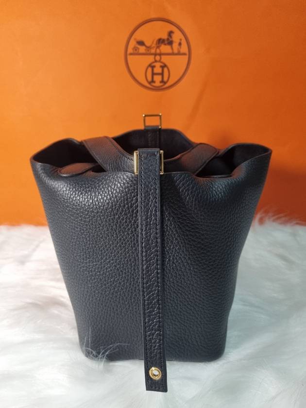 Picotin Rock 18 Tote Bag Black Gold - HERMES - BALAAN 5