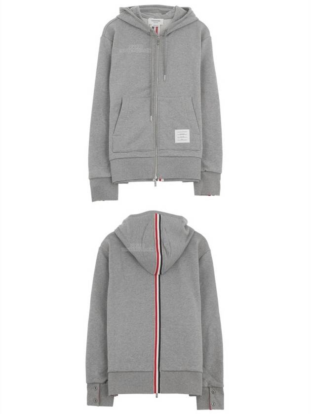 Center Back Stripe Cotton Zip Up Hoodie Light Grey - THOM BROWNE - BALAAN 6