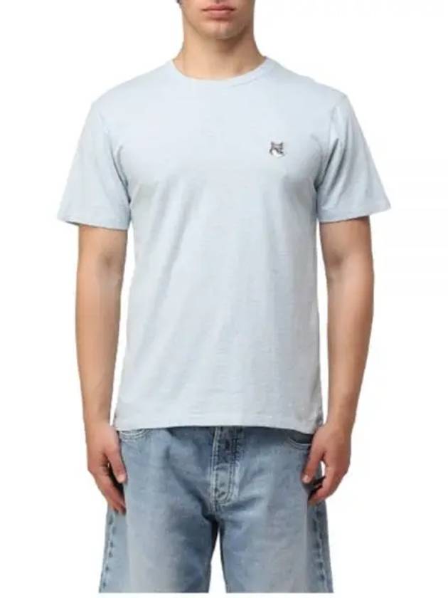 Grey Fox Head Patch Classic Short Sleeve T-Shirt Light Blue - MAISON KITSUNE - BALAAN 2