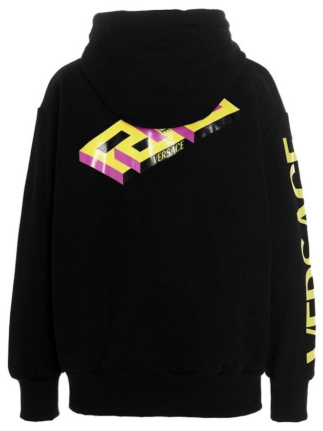 Logo Printed Drawstring Hoodie Black - VERSACE - BALAAN 4