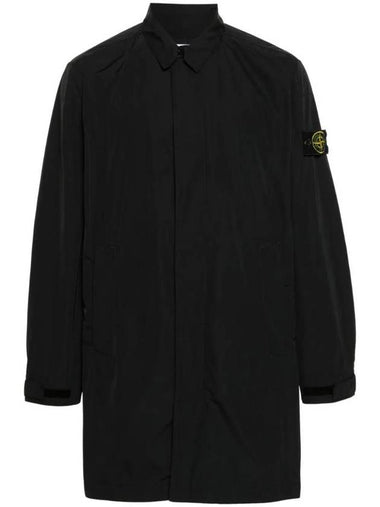 Micro Twill Compass Badge Trench Coat Black - STONE ISLAND - BALAAN 1