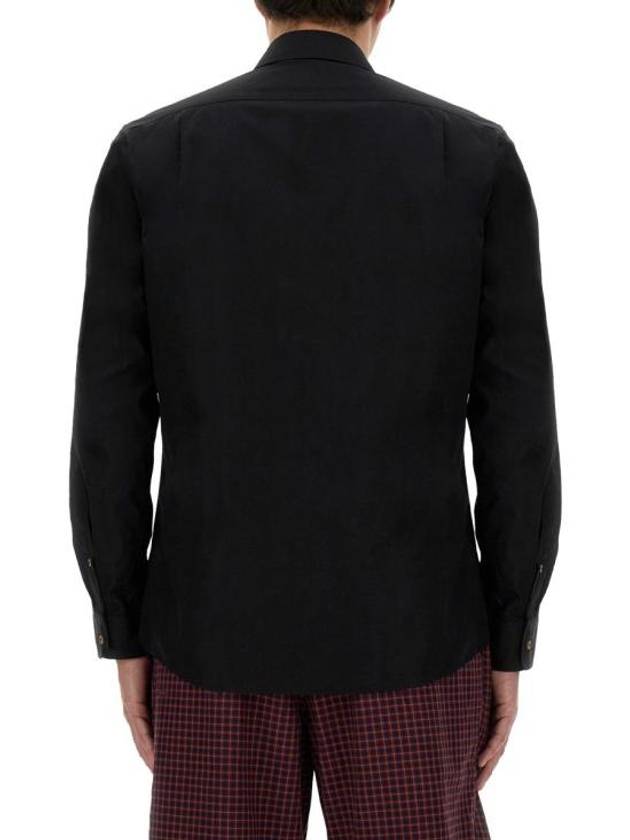 Men's Embroidered ORB Logo Long Sleeve Shirt Black - VIVIENNE WESTWOOD - BALAAN 4