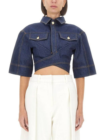 Le Haute Denim Short Sleeve Shirt Navy - JACQUEMUS - BALAAN 2