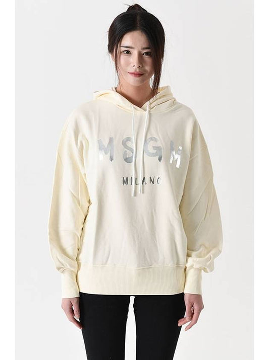 Brushed logo print hooded top ivory - MSGM - BALAAN 2