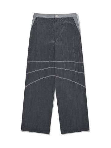 Connected PantsCharcoal Unisex Nylon Straight Pants Gray - PHOS333 - BALAAN 1