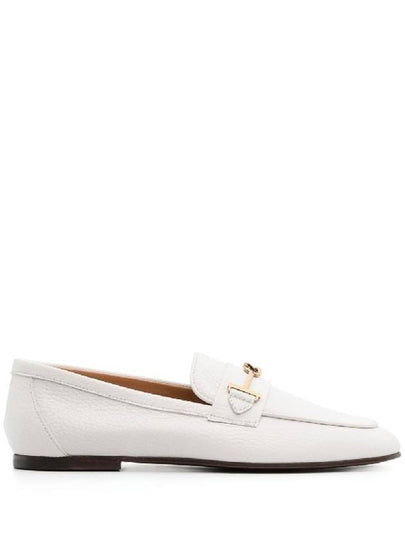 Women's Double T Logo Leather Loafers White - TOD'S - BALAAN 2