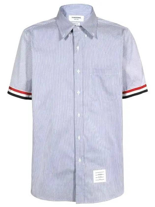 Men's Pincode Armband Short Sleeve Shirt Navy - THOM BROWNE - BALAAN 2